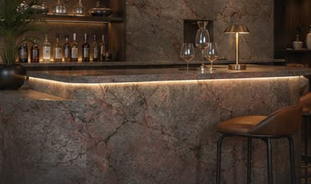 Möbel & Theke aus echtem Steinfurnier